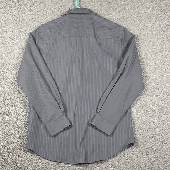 Kenneth Cole Reaction Slim Fit Dress Shirt M 15.5 32/33 Gray Tonal Stripe - Picture 7 of 7